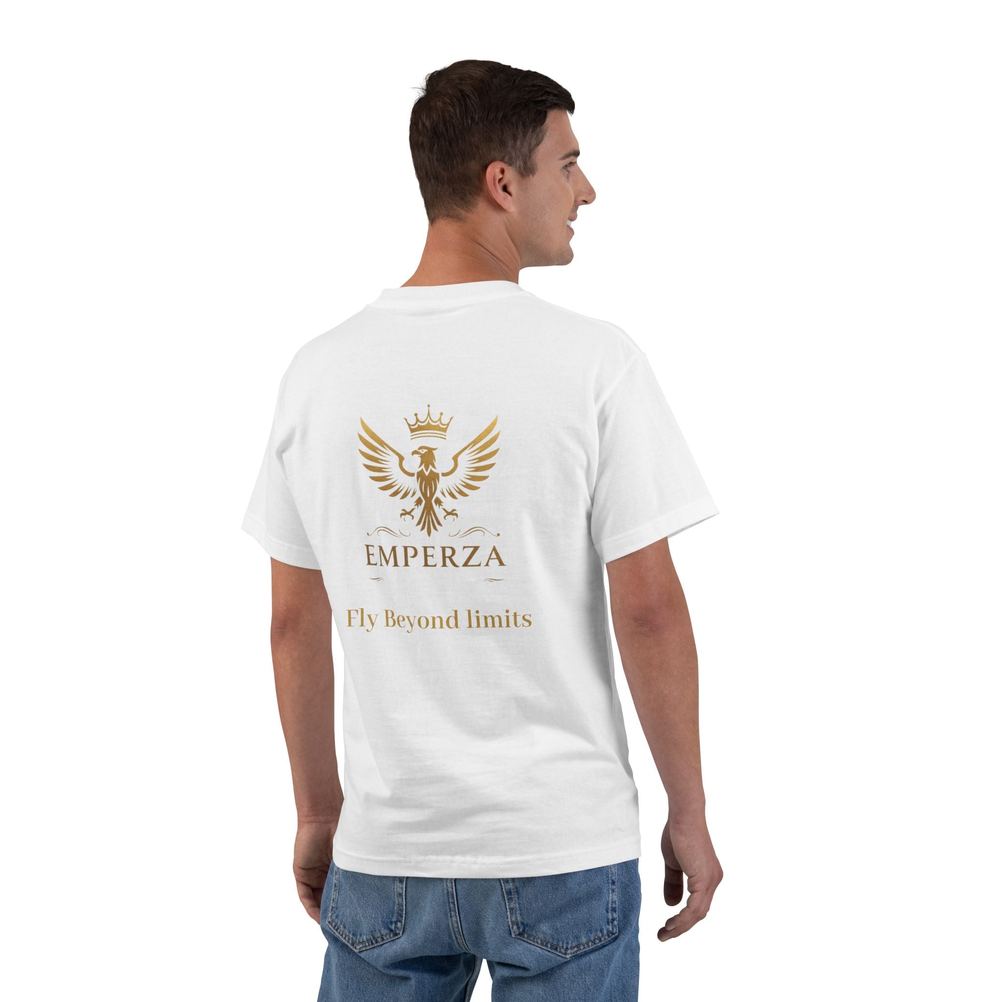 Emperza Gold Crest T-Shirt — 'Go Beyond Limits' Graphic Tee