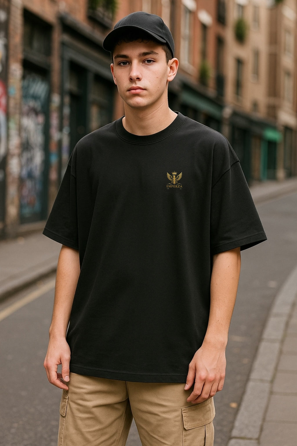 Emperza Gold Crest T-Shirt — 'Go Beyond Limits' Graphic Tee