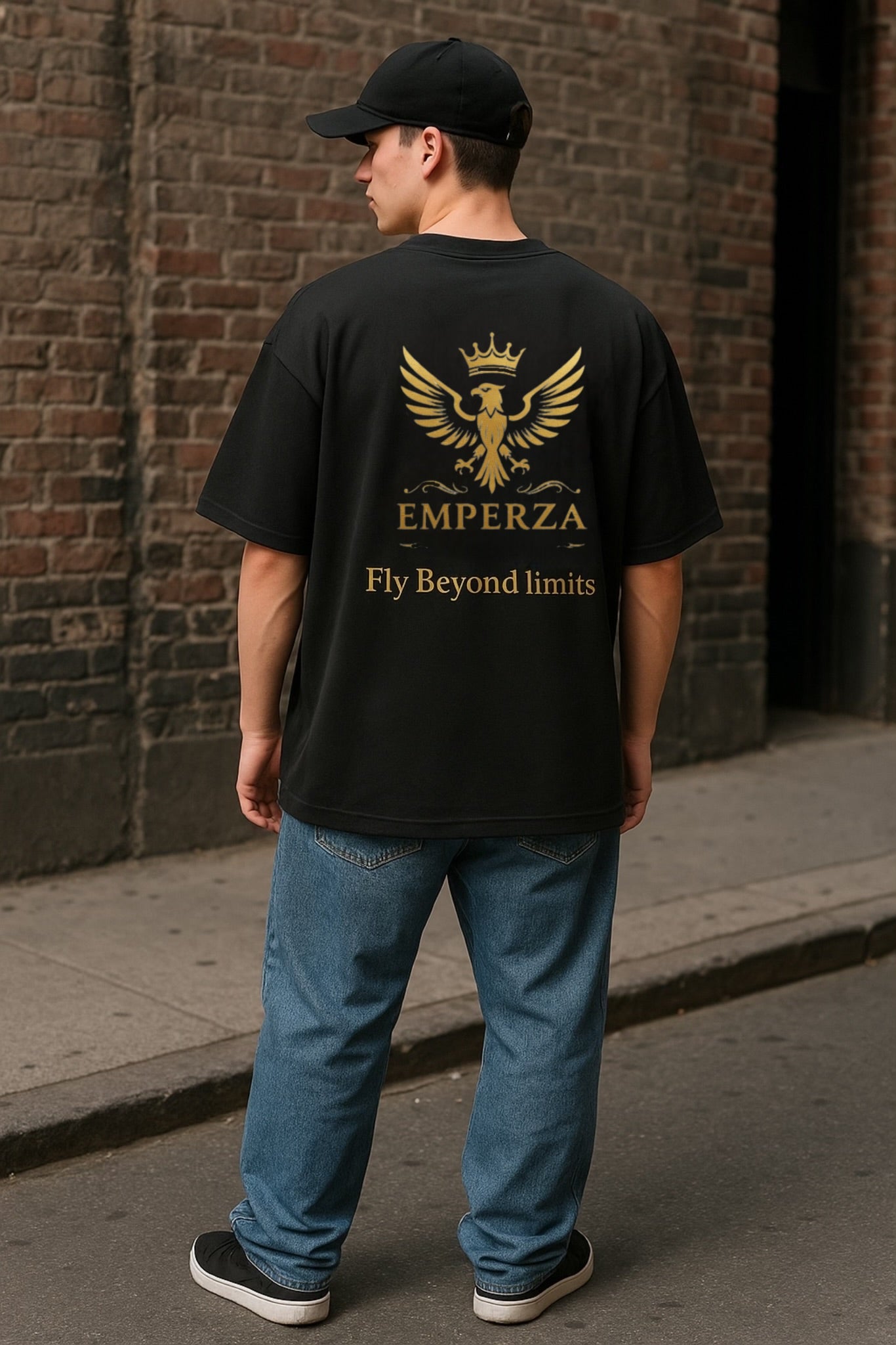 Emperza Gold Crest T-Shirt — 'Go Beyond Limits' Graphic Tee