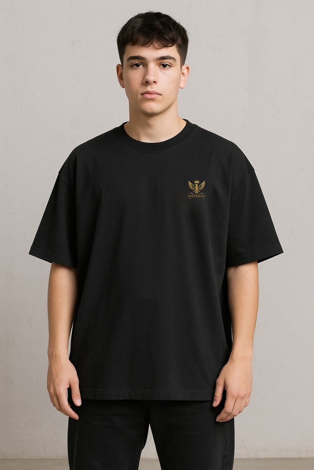 Emperza Gold Crest T-Shirt — 'Go Beyond Limits' Graphic Tee