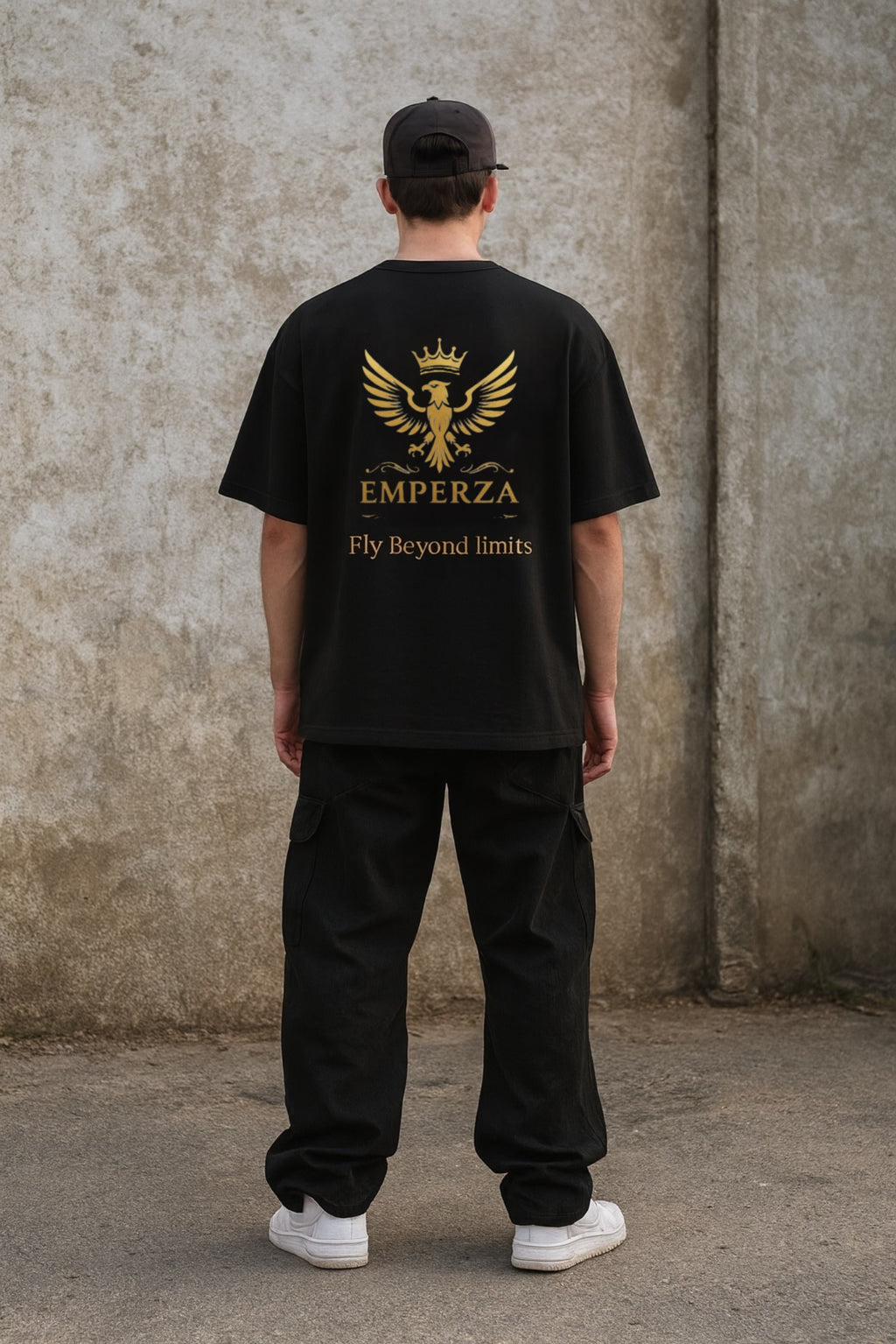 Emperza Gold Crest T-Shirt — 'Go Beyond Limits' Graphic Tee