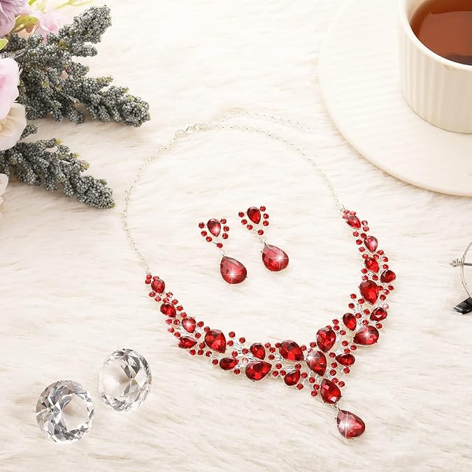 Luxury Crystal Necklace & Earring Set – Aryan Empire Elegance