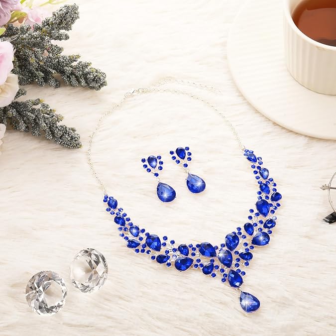 Luxury Crystal Necklace & Earring Set – Aryan Empire Elegance