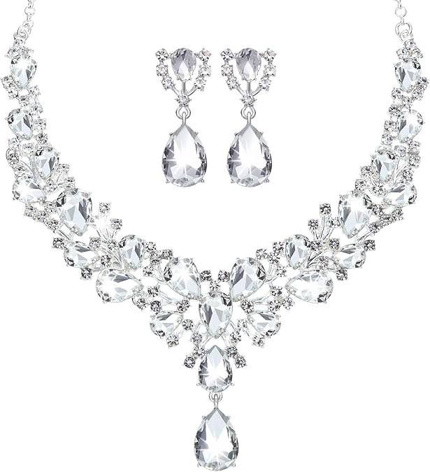 Luxury Crystal Necklace & Earring Set – Aryan Empire Elegance