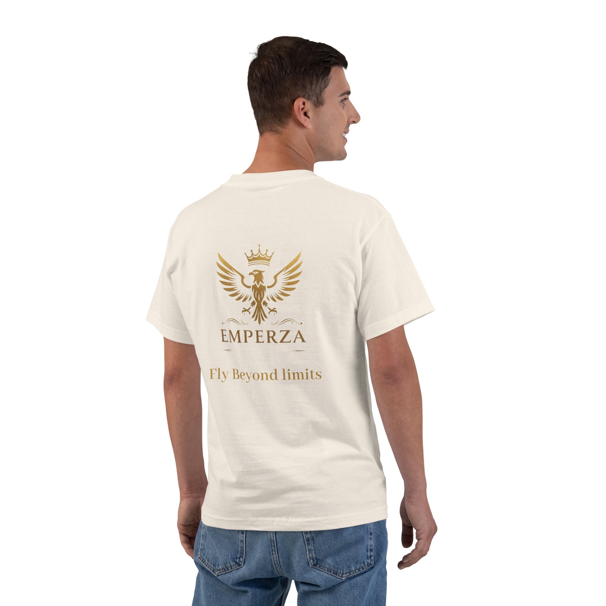 Emperza Gold Crest T-Shirt — 'Go Beyond Limits' Graphic Tee